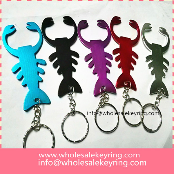 Colorful lobster shape bottle opener keychain high quality lobster shape bottle opener keyring 600