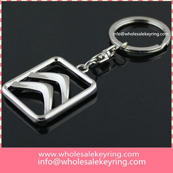 Cheap hollowed out Citroen car logo keyring key ring quality silver Citroen keychain key chain 600