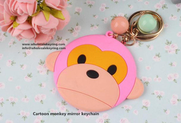 Cartoon monkey mirror keychain monkey mirror key ring gift wholesale 600-1