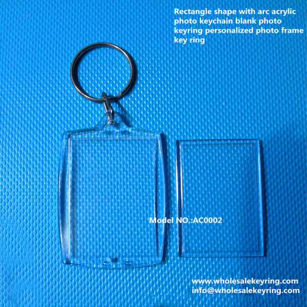 Rectangle shape with arc acrylic photo keychain blank photo keyring personalized photo frame key