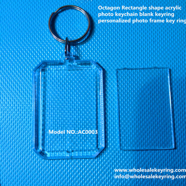 Octagon Rectangle shape acrylic photo keychain blank keyring personalized photo frame key ring